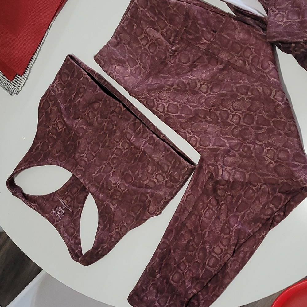 Evolution and Creation Maroon Snake Print Activewear Set